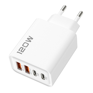 Sạc nhanh 120W PD bán buôn, bộ chuyển đổi Type C, 4 cổng, sạc tường <span class=keywords><strong>USB</strong></span> C kép cho iPhone, Samsung - Product Image 1