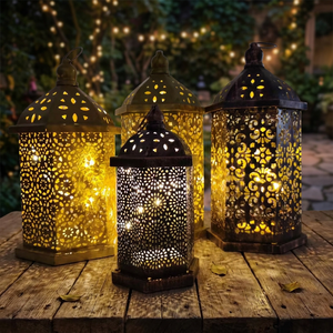 Lanterne à vent marocaine vintage en fer forgé, écologique, décorative, pour Noël, en métal ajouré, pour bougies, lumières musulmanes, décoration intérieure, cadeau - Product Image 3