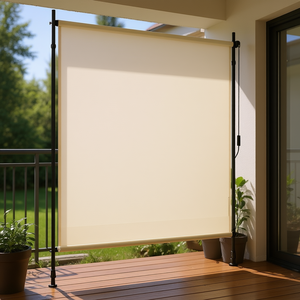 Store enrouleur extérieur crème 200x270cm imperméable anti-UV design minimaliste pour porte de patio ou véranda - Product Image 2