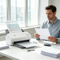 Scanner recto-verso A4 Brother ADS-4300N, 40PPM, 80IPM, 80 pages ADF, Ethernet, pour l'archivage de documents professionnels