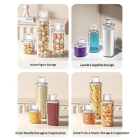 Contenants Alimentaires en Plastique Transparent Anti-Odeur Hermétiques avec Couvercle Gradué 0,5-1L pour Stocker Céréales, Noix et Aliments Secs en Cuisine
