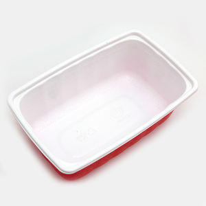 Kotak Makan Siang Wadah Makanan Sekali Pakai Plastik Microwave Merah - Product Image 2