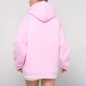 Sweat à capuche surdimensionné pastel pour femmes doux rose lavande pull sweat chaud épais polaire personnalisable sweats à capuche décontractés - Product Image 6