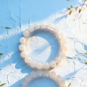 צמיד חרוזים נדיר מאבן ירח הפעלת צ'אקרת הלב צמיד אור ירח לבן שיפור שינה תכשיטי אנרגיה קריסטל - Product Image 2