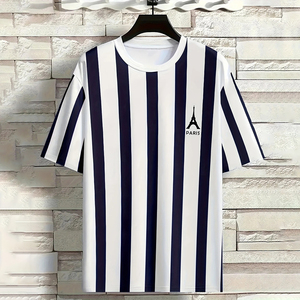 Mùa Hè Sọc Với Tháp <span class=keywords><strong>Eiffel</strong></span> In <span class=keywords><strong>T</strong></span>-Shirt Cho Nam Giới Của Giản Dị Đường Phố Thăng Hoa <span class=keywords><strong>T</strong></span>-Shirt Thể Thao Hàng Ngày Mặc Người Đàn Ông Quần Áo - Product Image 2