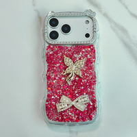 Étui de luxe en époxy avec design papillon 3D et perles, cadre ondulé, diamants, pour filles, pour Tecno Spark 40, paillettes