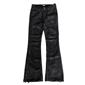 <span class=keywords><strong>Jeans</strong></span> da Uomo Produttore Personalizzati a Vita Bassa Skinny Slim Fit Bootcut Neri a Zampa di Elefante Vintage Effetto Consumato Cerato Svasati in Denim - Product Image 1
