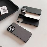 Coques de protection pour iPhone 16 15 Pro Max Plus, en cuir texturé sans cadre, ultra-fines, résistantes aux chocs, en PC rigide