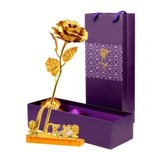 ดอกกุหลาบเคลือบทองคำ 24k ขนาด 8.5 ซม. 11 สี ขายส่ง กล่องกุหลาบวันวาเลนไทน์สุดโรแมนติกสำหรับผู้หญิง - Product Image 1