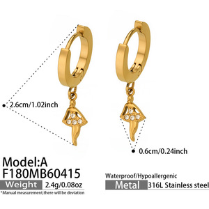 Pendientes Huggie de Acero Inoxidable Chapados en Oro de 18K con Circonita 5A, Antideslustre, Joyería Minimalista de Lujo Ligero para Mujer - Product Image 5