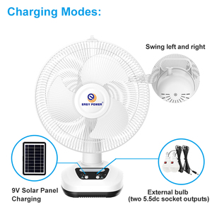 12 "16 inci kipas isi ulang dengan lampu 4AH baterai kipas surya dengan Panel surya harga penggemar surya di Bangladesh - Product Image 4