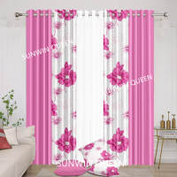 Offre Exceptionnelle Ensemble de 8 Rideaux à Oeillets Broderie Florale Rouge 8 en 1 Haut Rideaux Bordeau pour Salon