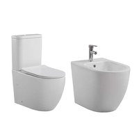 Ensemble WC complet moderne en céramique, à double chasse, populaire en Europe, avec bidet intégré, à poser au sol, dos au mur