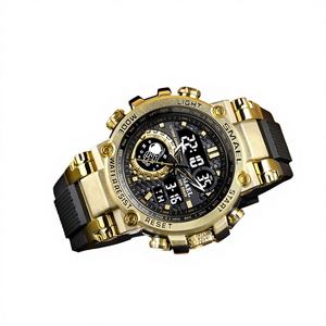 Montre pour homme Smael Sports Gold, mouvement à quartz japonais, modèle 8093, affichage numérique, étanche 50 m, fonction alarme, natation - Product Image 1