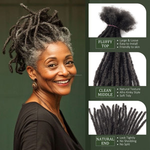 Estensioni Dreadlock Afro Naturali Intrecciate a Mano da 4-28 Pollici, in <span class=keywords><strong>Capelli</strong></span> Indiani Remy, Stile Interlock Locs, per Uomo - Product Image 5