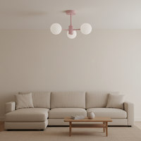 Lampe suspendue LED tendance Macaron, style nordique moderne, 3 lumières, globe en verre rose pastel, métal, chambre à coucher, chambre d'enfant