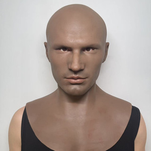 Masques en silicone haute simulation avec cheveux, peau brune foncée, masque facial réaliste en silicone, masque d'Halloween, accessoire de tête pour acteur de film - Product Image 2