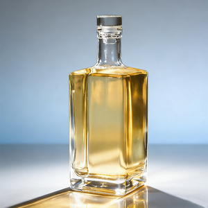 Botella <span class=keywords><strong>de</strong></span> Vidrio Cuadrada <span class=keywords><strong>de</strong></span> 375ml, 500ml, 750ml para Vodka, Ginebra, Sherry, con Tapa - Product Image 1