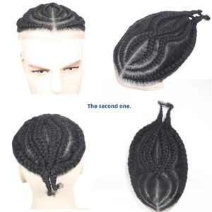 Parrucca Intrecciata Africana in <span class=keywords><strong>Veri</strong></span> <span class=keywords><strong>Capelli</strong></span> Umani per Uomini di Colore Europei e Americani, Tessuta a Mano, 10x8 Pollici - Product Image 6
