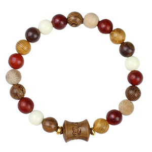 สร้อยข้อมือไม้จันทน์ประดับอัญมณีหลายชนิด หินธรรมชาติ สำหรับทุกเพศ ใส่ได้ทุกวัน สไตล์เซน ลูกประคำสวดมนต์แบบพุทธ งานแฮนด์เมด เครื่องประดับไม้ - Product Image 5