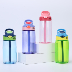Hot selling customized 450ml kids drinking bottle plastic drink kids water bottle with straw