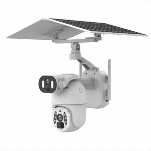 3mp + 3mp 4G wifi double objectif réseau solaire alarme extérieure liaison couleur faible puissance sécurité Icsee cctv 6w panneau caméra