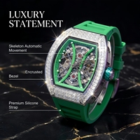 Reloj de pulsera con forma de barril de diamante de la marca ONOLA JN304, nuevo modelo, correa de caucho, esqueleto, automático, mecánico, para hombre.