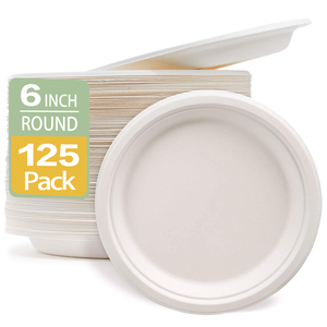 صحن باجس قابل للتحلل صديق للبيئة قابل للتحلل لحفلات الزفاف أطباق من لب قصب السكر مقاس <span class=keywords><strong>7</strong></span> بوصة - Product Image 3