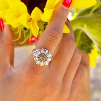 Bague bohème florale vintage pour femme en argent sterling S925 James Avery avec détails abeille et marguerite, bague empilable