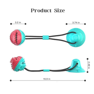 Pelota para masticar para perros de alta calidad, juguete de cuerda para tratar mascotas de goma con succión - Product Image 5
