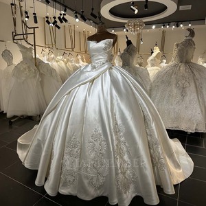 Magnifiques robes de mariée de style princesse, robes de mariée vintage, appliques en satin, robe de mariée princesse, Lsml067 Jancember - Product Image 1