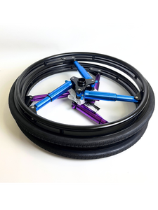 Sillas de ruedas deportivas y de carreras con ruedas aerodinámicas estilo Spinergy de aleación de titanio de 24 pulgadas - Product Image 6