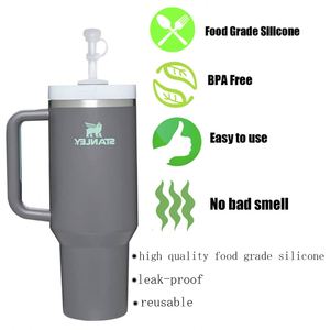 Juego de tapas de silicona personalizadas de 30oz/40oz para popotes, accesorios de bar para vasos, complementados con puntas antiderrame, ¡gran oferta! - Product Image 3