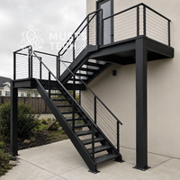 Escalier extérieur en acier sur mesure de luxe pour la maison, fabrication architecturale, échantillon approuvé