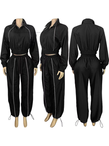 Women's Color-Block Striped Top & Wide-Leg Athletic <b>Pants</b> 2-Piece Set Fashion - Product Image 4