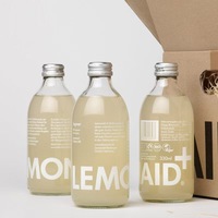Botol kaca bulat 280ml 350ml 500ml botol kaca minuman jus Kombucha dengan tutup aluminium