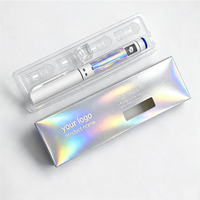 Boîte d'emballage holographique brillante pour stylo prérempli, impression UV personnalisée, marquage à chaud, boîte en papier pour stylo à injection avec insert fenêtré, plateau cadeau