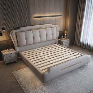 <span class=keywords><strong>Lit</strong></span> queen ou king size avec tête <span class=keywords><strong>de</strong></span> <span class=keywords><strong>lit</strong></span> rembourrée et éclairage <span class=keywords><strong>de</strong></span> luxe italien, avec espace <span class=keywords><strong>de</strong></span> rangement - Product Image 4
