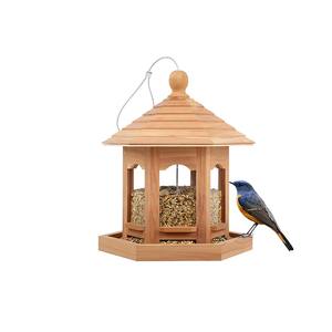 Houten Vogelvoeder Geschikt Voor Buitentuindecoratie Zeshoekig Dak Grote Capaciteit Duurzaam - Product Image 2