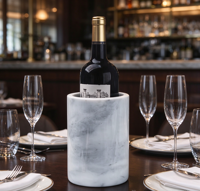 Seau à glace en marbre naturel, refroidisseur à vin et champagne, seau à bière en marbre, refroidisseur à vin en pierre de marbre pour KTV, bar, décoration de table à domicile