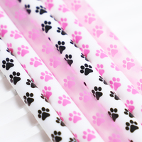 Pailles réutilisables à motif patte de chat de 30 cm en PP de qualité alimentaire, parfaites pour les fêtes et la maison