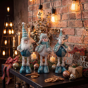 Poupée en peluche télescopique de Noël avec vêtements en tricot, figurine Père Noël, bonhomme de neige, renne pour la décoration de la table de Noël à la maison - Product Image 2