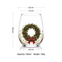 Mug en verre à motif Père Noël avec bord doré, design minimaliste moderne, tasse en verre portable pour la décoration de la maison et les cadeaux de fête