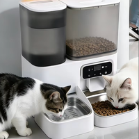 Distributeur de nourriture intelligent pour animaux de compagnie, deux en un, 3,5 + 4 L, distributeur automatique de nourriture pour chat, bol en acier inoxydable, distributeur d'eau pour chien