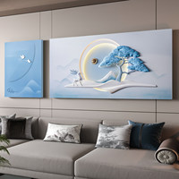 [Nouveau] Peinture décorative pour salon, toile murale moderne, simple, élégante, haut de gamme, thème nature, double toile