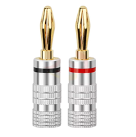 Conector Banana de 4mm Chapado en Oro, Aleación de Aluminio y Cobre, Sin Soldadura, para Cable de Altavoz, Sistema de Cine en Casa y HiFi