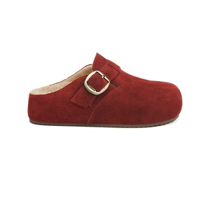 Zuecos cerrados de ante marrón con hebilla, forro de felpa, para invierno, sin cordones, de corcho - Product Image 2