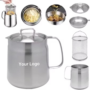 Oil Separator Pot 304 Stainless Steel Deep Frying Oil <strong>Container</strong> with Lid Fine Mesh Filter for Kitchen Cooking Oil Storage - Product Image 6