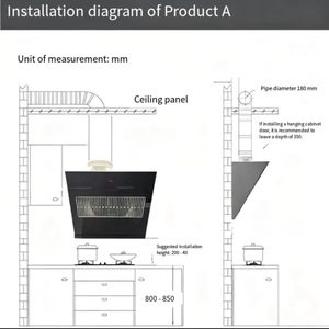 LED Sottopensile per Cucina, Montaggio a Soffitto, <span class=keywords><strong>Cappa</strong></span> Commerciale Mini a <span class=keywords><strong>Scarico</strong></span> Diretto, Grande Aspirazione, Efficienza Energetica, Forma a T - Product Image 6