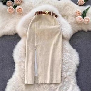 <span class=keywords><strong>Jupe</strong></span> mi-longue rétro style HK, version coréenne, taille haute, amincissante, coupe ajustée, très tendance - Product Image 4
